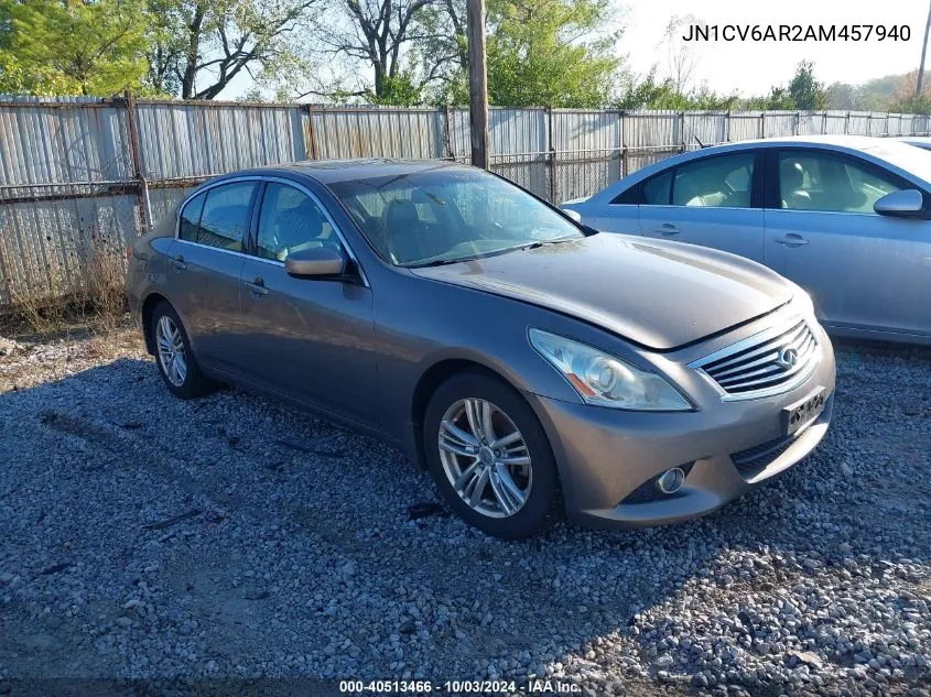 2010 Infiniti G37X VIN: JN1CV6AR2AM457940 Lot: 40513466