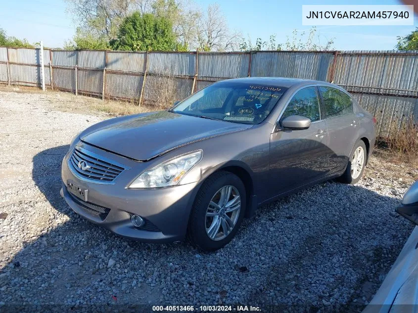 2010 Infiniti G37X VIN: JN1CV6AR2AM457940 Lot: 40513466