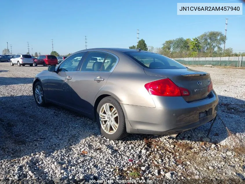 2010 Infiniti G37X VIN: JN1CV6AR2AM457940 Lot: 40513466