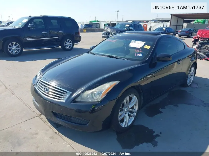 2010 Infiniti G37X VIN: JN1CV6EL1AM151737 Lot: 40526252