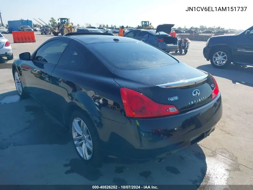 2010 Infiniti G37X VIN: JN1CV6EL1AM151737 Lot: 40526252