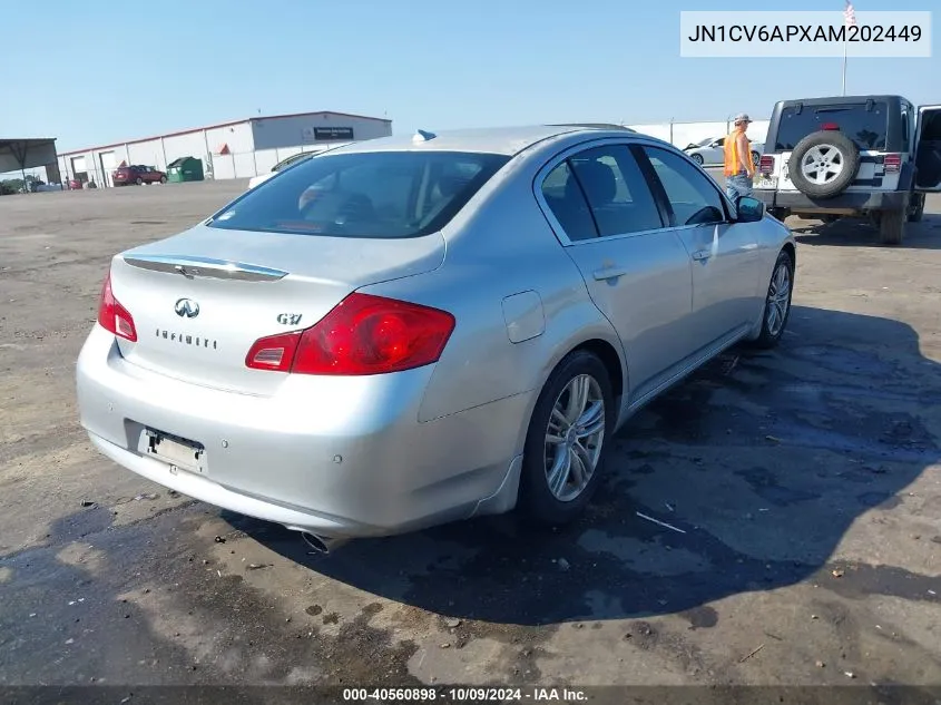 2010 Infiniti G37 Journey VIN: JN1CV6APXAM202449 Lot: 40560898