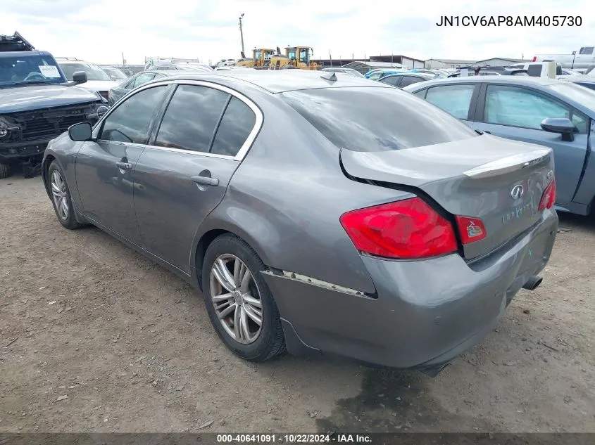 2010 Infiniti G37 Journey VIN: JN1CV6AP8AM405730 Lot: 40641091