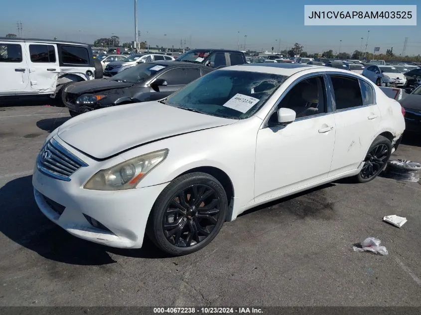 2010 Infiniti G37 Journey VIN: JN1CV6AP8AM403525 Lot: 40672238