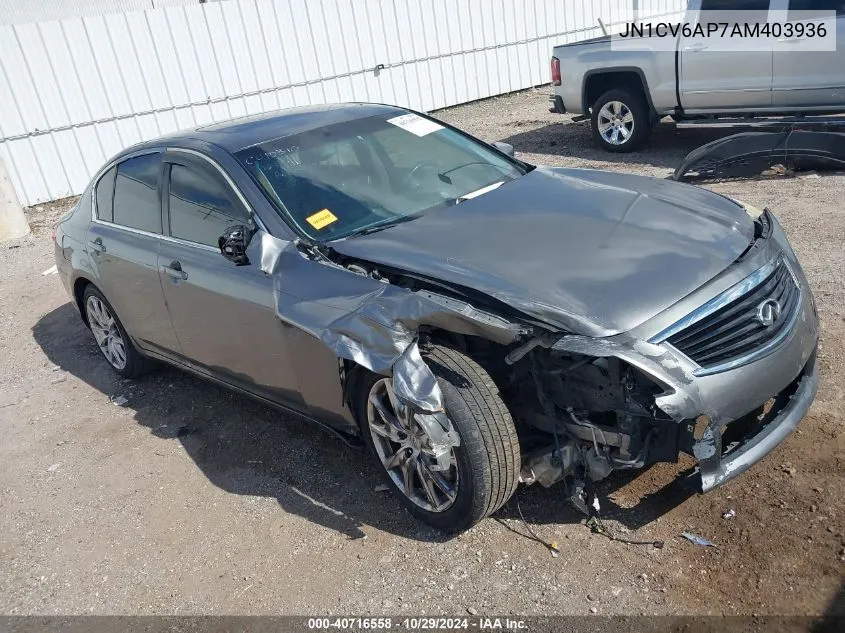 2010 Infiniti G37 Journey VIN: JN1CV6AP7AM403936 Lot: 40716558