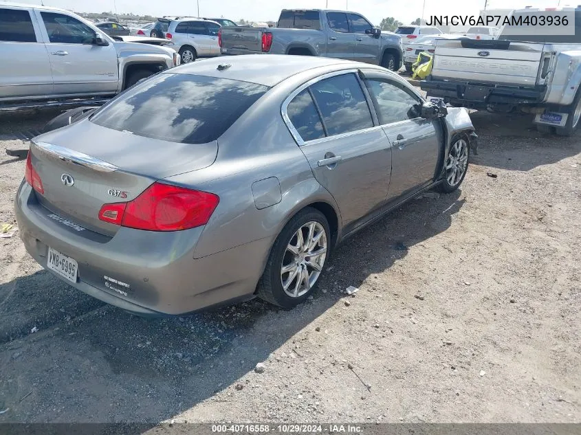 2010 Infiniti G37 Journey VIN: JN1CV6AP7AM403936 Lot: 40716558