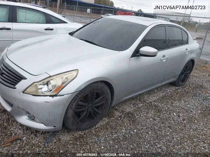 2010 Infiniti G37 Journey VIN: JN1CV6AP7AM402723 Lot: 40796663