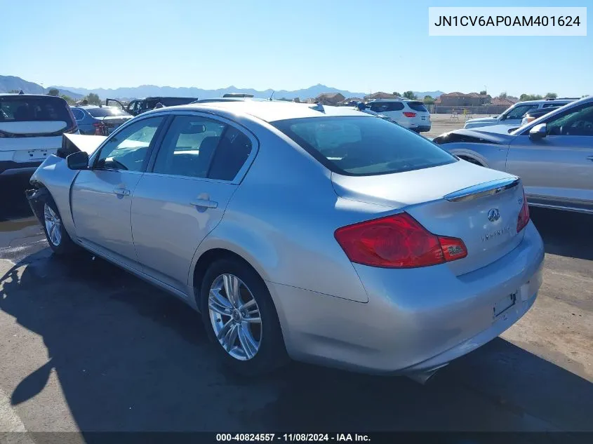 2010 Infiniti G37 Journey VIN: JN1CV6AP0AM401624 Lot: 40824557