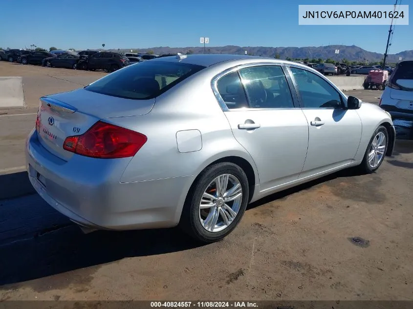 2010 Infiniti G37 Journey VIN: JN1CV6AP0AM401624 Lot: 40824557