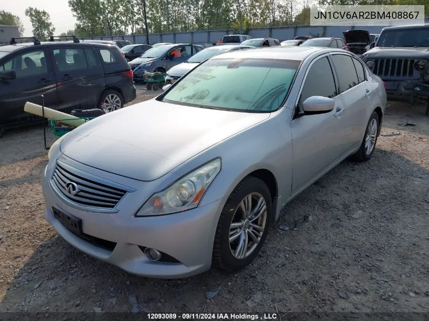 2011 Infiniti G37X VIN: JN1CV6AR2BM408867 Lot: 12093089