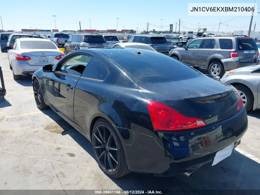 2011 Infiniti G37 Journey VIN: JN1CV6EKXBM210406 Lot: 39651166