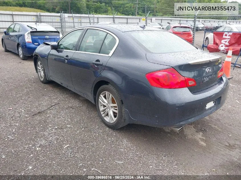 2011 Infiniti G37X VIN: JN1CV6AR0BM355473 Lot: 39696016