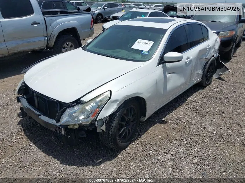 2011 Infiniti G37 Journey VIN: JN1CV6AP0BM304926 Lot: 39767662