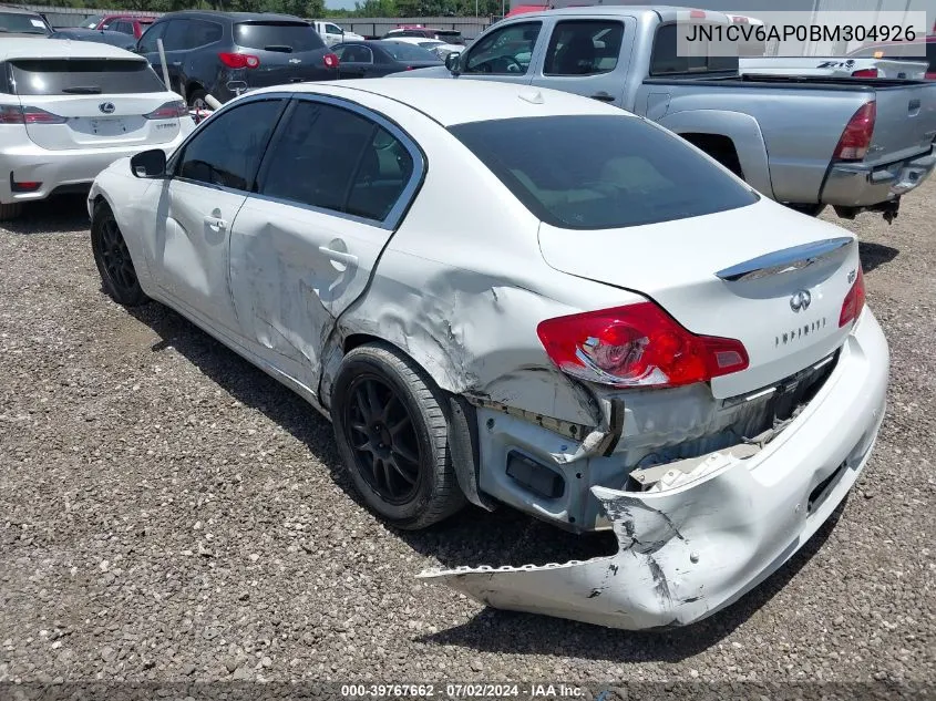 2011 Infiniti G37 Journey VIN: JN1CV6AP0BM304926 Lot: 39767662