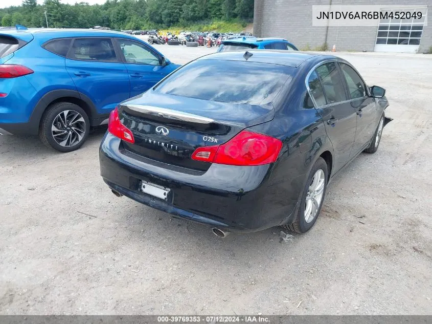 JN1DV6AR6BM452049 2011 Infiniti G25X