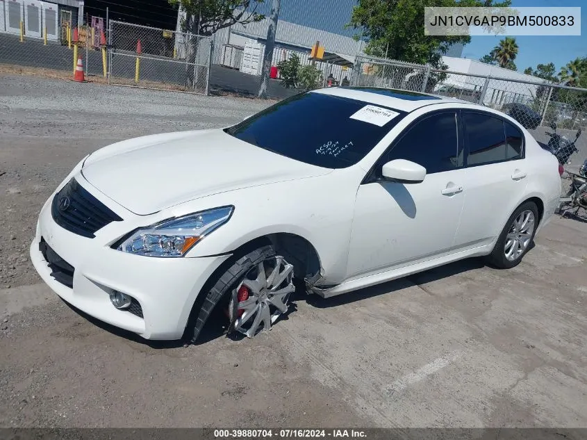 2011 Infiniti G37 Journey VIN: JN1CV6AP9BM500833 Lot: 39880704