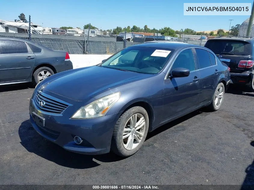 2011 Infiniti G37 Journey VIN: JN1CV6AP6BM504015 Lot: 39881686