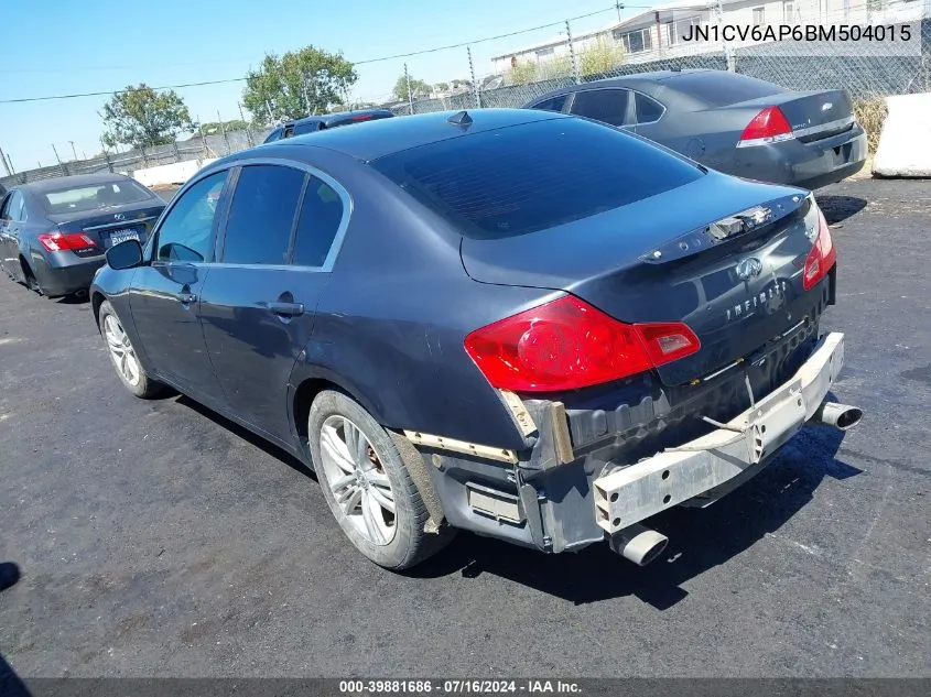 2011 Infiniti G37 Journey VIN: JN1CV6AP6BM504015 Lot: 39881686