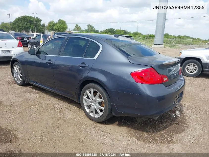 2011 Infiniti G37X VIN: JN1CV6AR4BM412855 Lot: 39898928