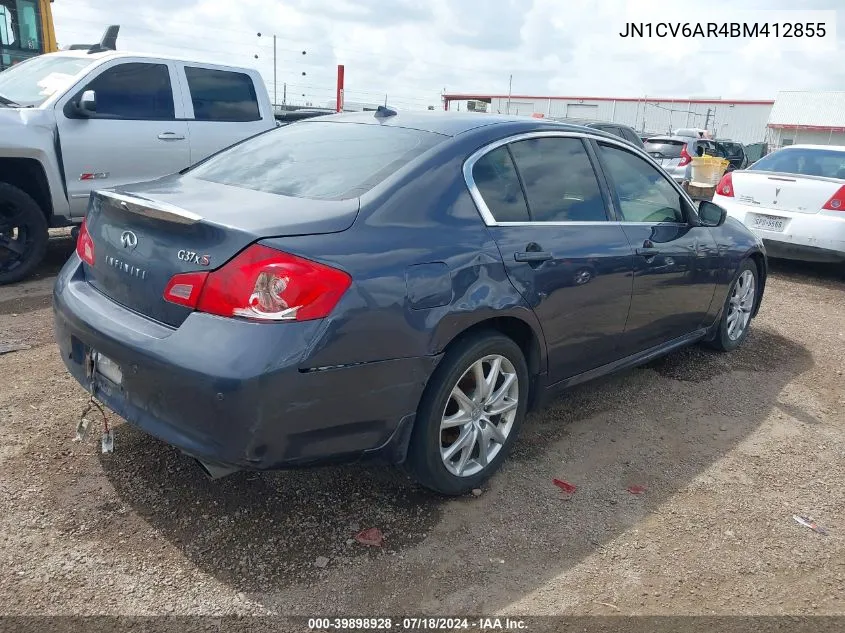 2011 Infiniti G37X VIN: JN1CV6AR4BM412855 Lot: 39898928