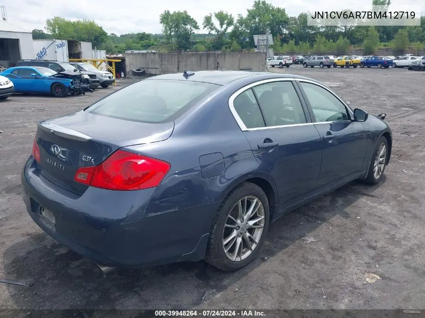 2011 Infiniti G37X VIN: JN1CV6AR7BM412719 Lot: 39948264