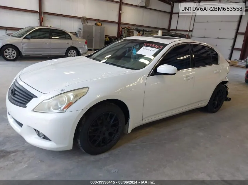 2011 Infiniti G25X VIN: JN1DV6AR2BM653558 Lot: 39996415