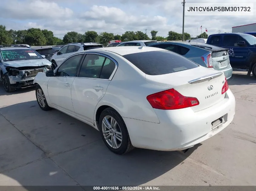 2011 Infiniti G37 Journey VIN: JN1CV6AP5BM301732 Lot: 40011636