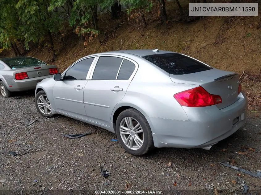 2011 Infiniti G37X VIN: JN1CV6AR0BM411590 Lot: 40020681