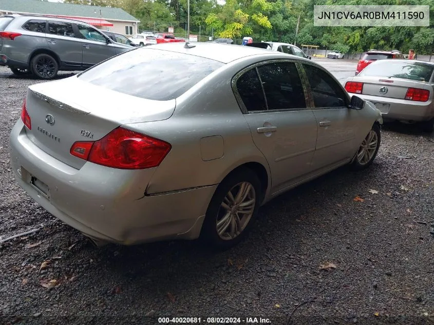 2011 Infiniti G37X VIN: JN1CV6AR0BM411590 Lot: 40020681