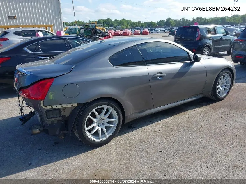 2011 Infiniti G37X VIN: JN1CV6EL8BM264232 Lot: 40033714