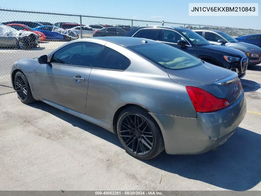 2011 Infiniti G37 Journey VIN: JN1CV6EKXBM210843 Lot: 40052281