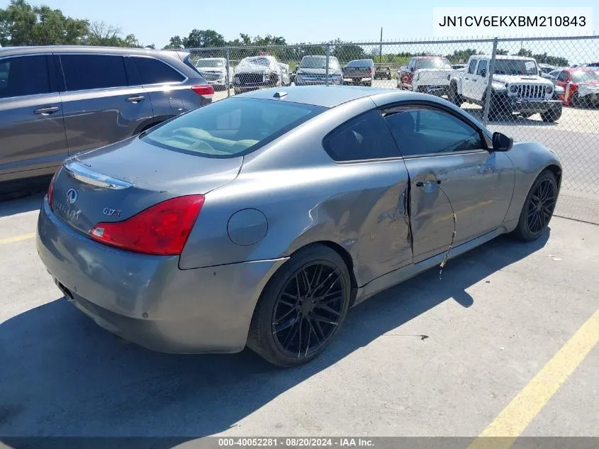 2011 Infiniti G37 Journey VIN: JN1CV6EKXBM210843 Lot: 40052281