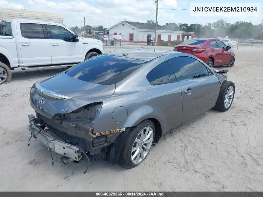 2011 Infiniti G37 Journey VIN: JN1CV6EK2BM210934 Lot: 40079365