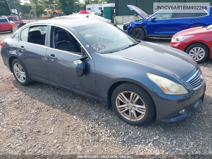 2011 Infiniti G37X VIN: JN1CV6AR1BM402266 Lot: 40101691