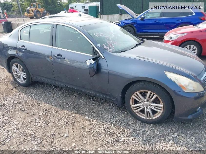 2011 Infiniti G37X VIN: JN1CV6AR1BM402266 Lot: 40101691