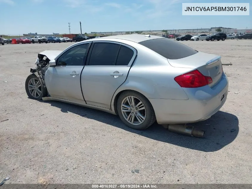 2011 Infiniti G37 Journey VIN: JN1CV6AP5BM301746 Lot: 40103027