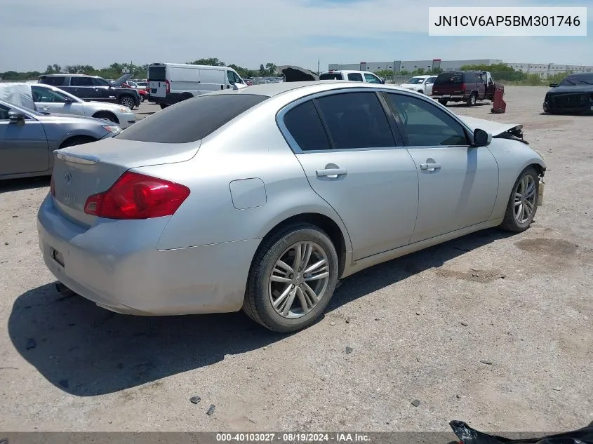 2011 Infiniti G37 Journey VIN: JN1CV6AP5BM301746 Lot: 40103027