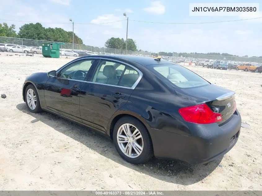 2011 Infiniti G37 Journey VIN: JN1CV6AP7BM303580 Lot: 40163373