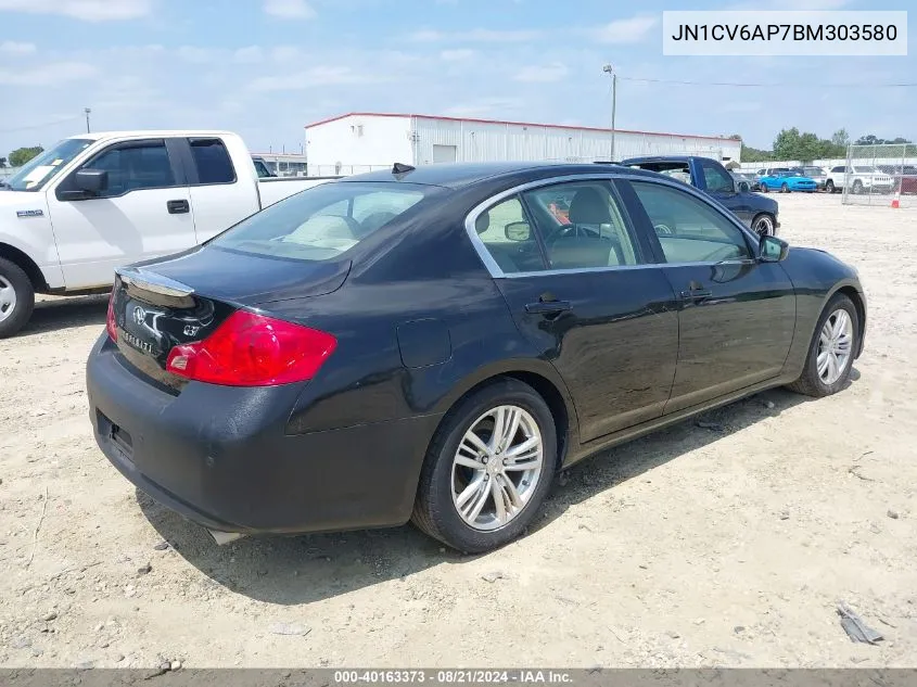 2011 Infiniti G37 Journey VIN: JN1CV6AP7BM303580 Lot: 40163373