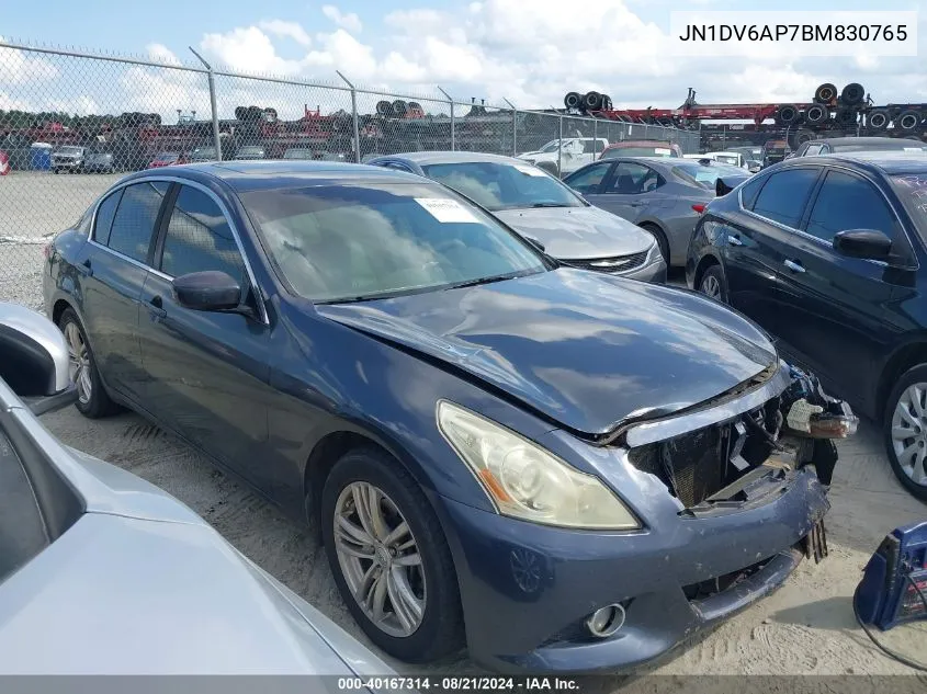 2011 Infiniti G25 Journey VIN: JN1DV6AP7BM830765 Lot: 40167314