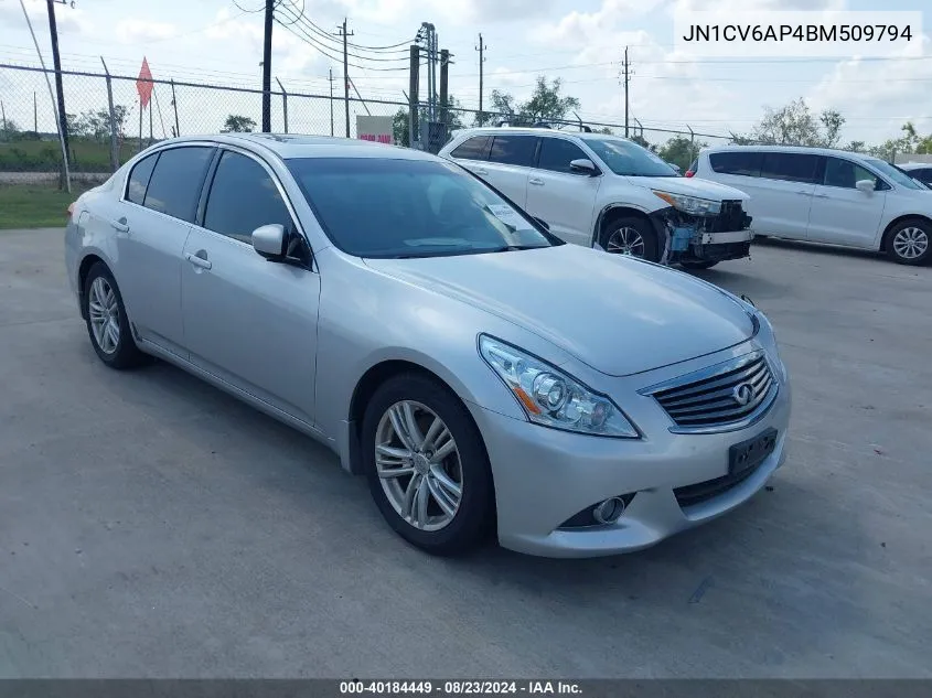 2011 Infiniti G37 Journey VIN: JN1CV6AP4BM509794 Lot: 40184449