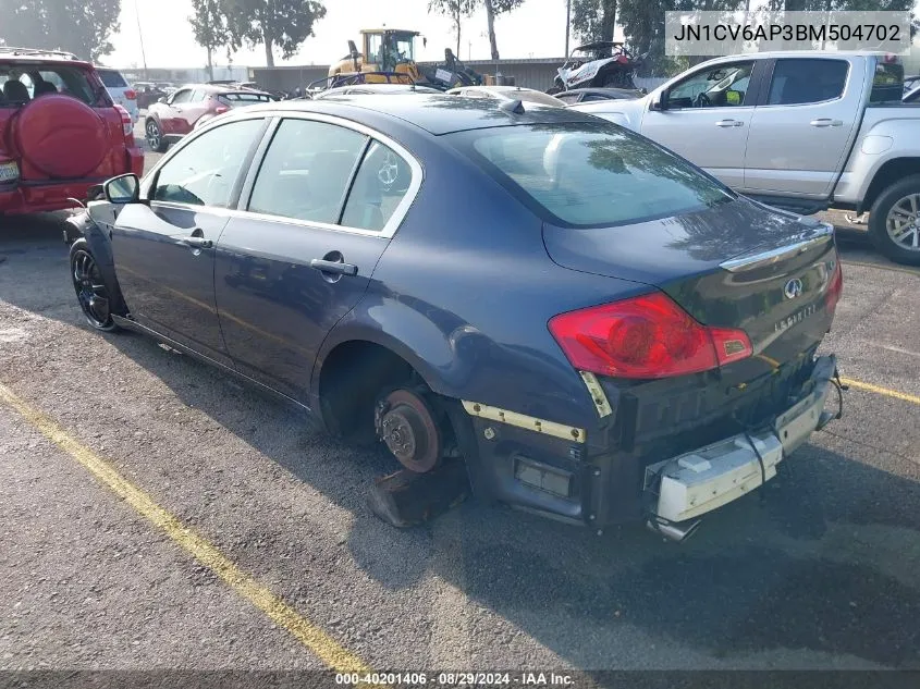 2011 Infiniti G37 Journey VIN: JN1CV6AP3BM504702 Lot: 40201406