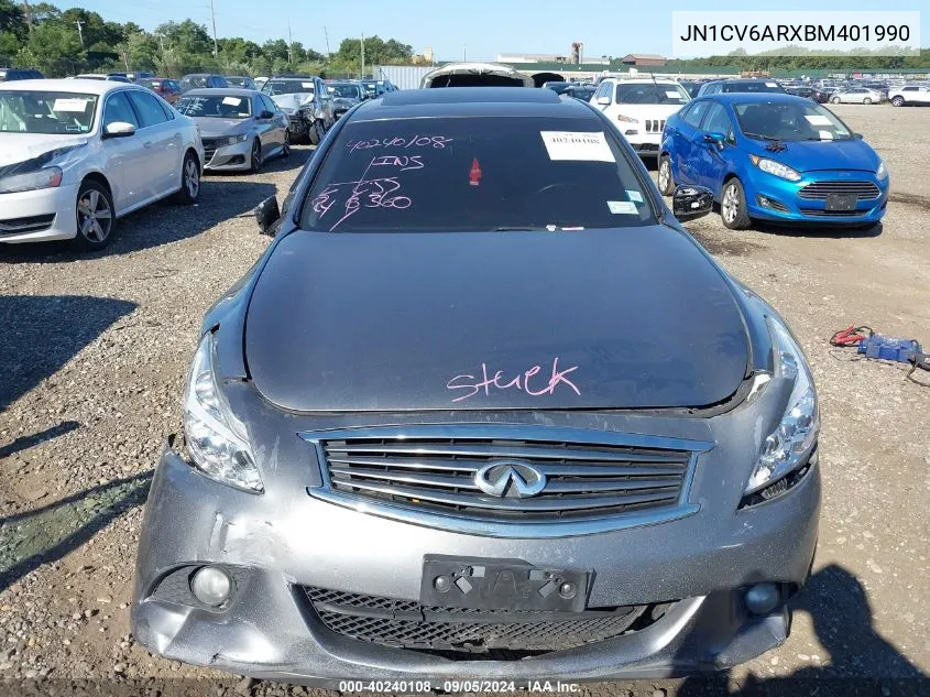 2011 Infiniti G37X VIN: JN1CV6ARXBM401990 Lot: 40240108