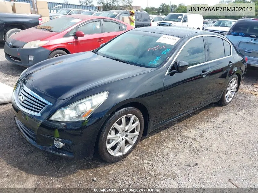 2011 Infiniti G37 Journey VIN: JN1CV6AP7BM302042 Lot: 40249388