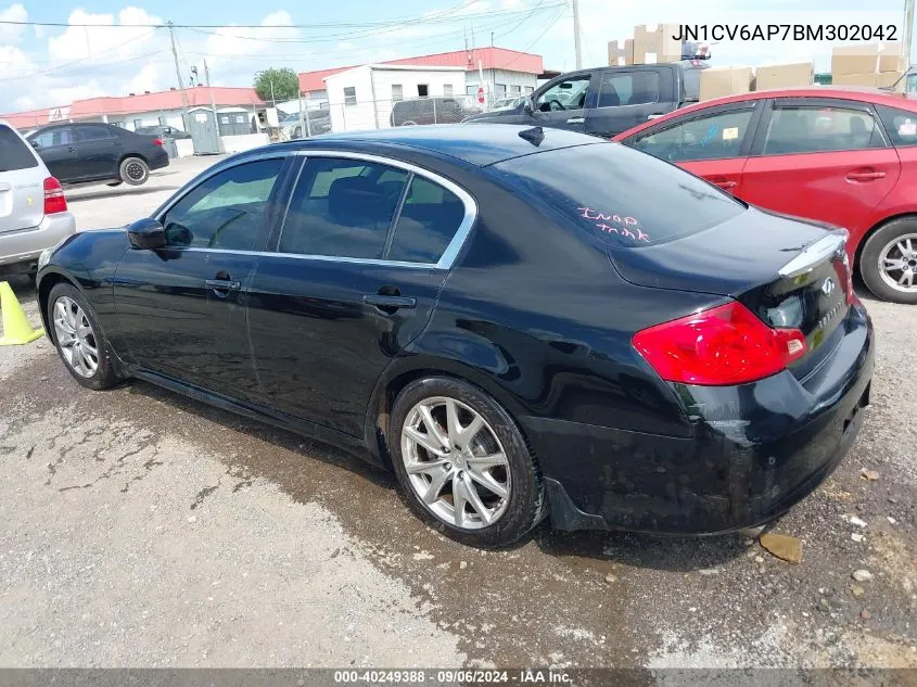 2011 Infiniti G37 Journey VIN: JN1CV6AP7BM302042 Lot: 40249388