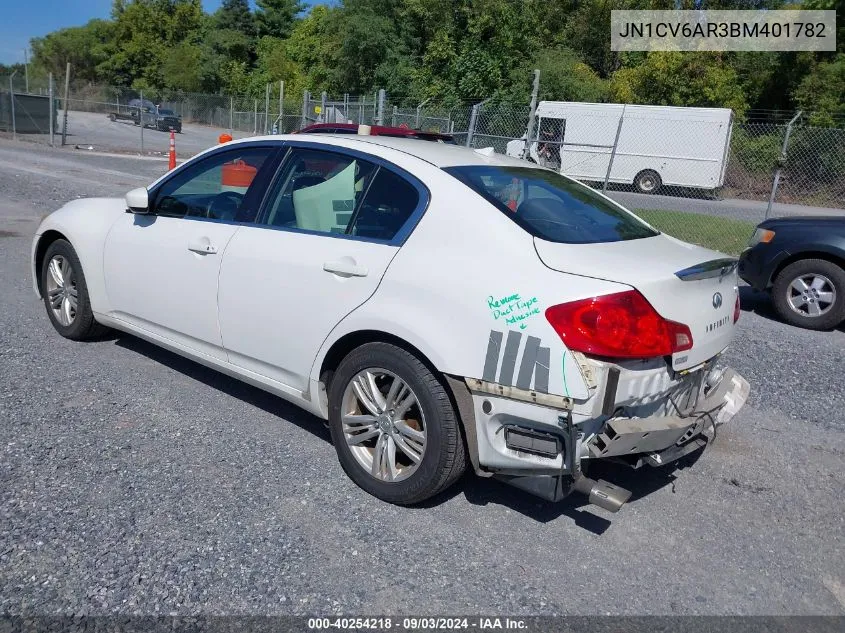 2011 Infiniti G37X VIN: JN1CV6AR3BM401782 Lot: 40254218