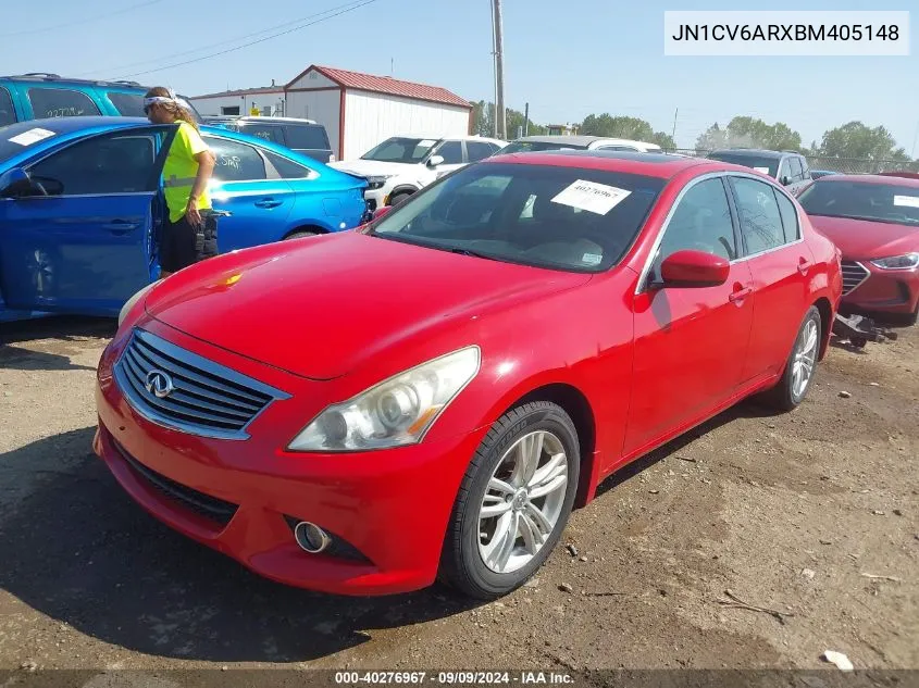 2011 Infiniti G37X VIN: JN1CV6ARXBM405148 Lot: 40276967