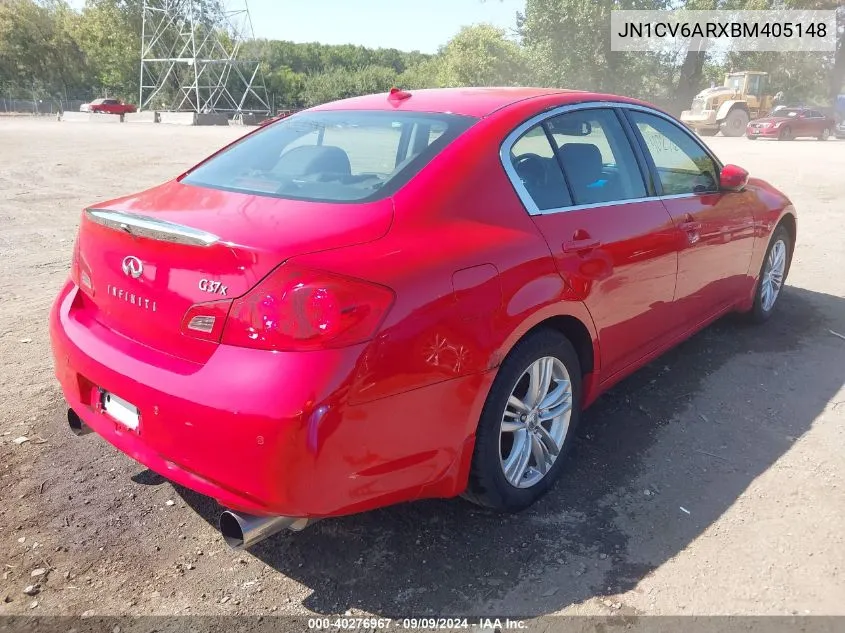 2011 Infiniti G37X VIN: JN1CV6ARXBM405148 Lot: 40276967