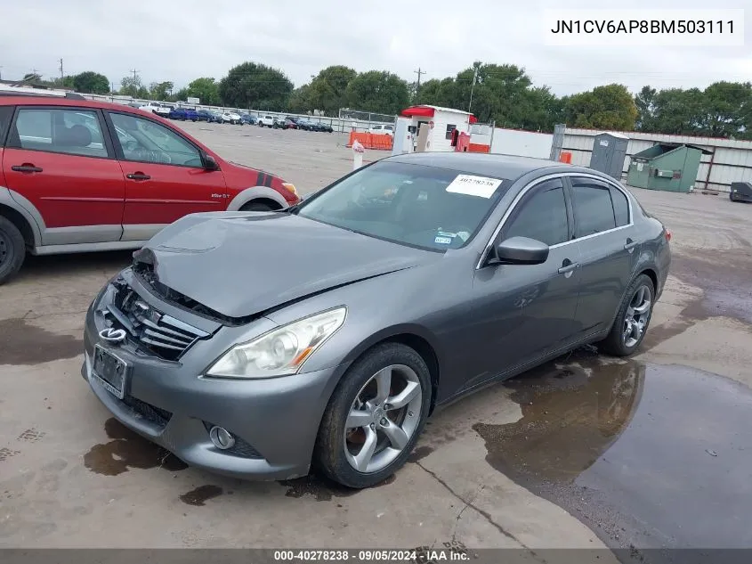 2011 Infiniti G37 Journey VIN: JN1CV6AP8BM503111 Lot: 40278238