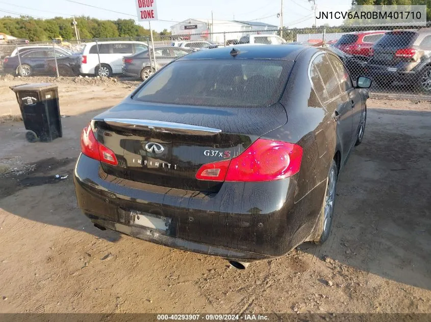 2011 Infiniti G37X VIN: JN1CV6AR0BM401710 Lot: 40293907